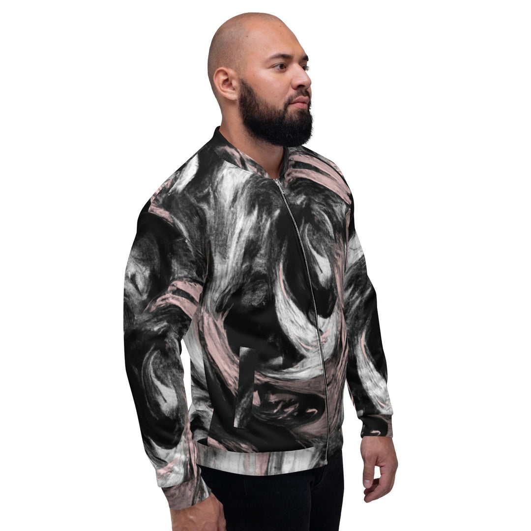 Mens Bomber Jacket Black Pink White Abstract Pattern 2 - Mens | Jackets