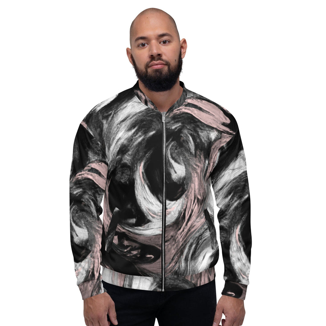 Mens Bomber Jacket Black Pink White Abstract Pattern 2 - Mens | Jackets