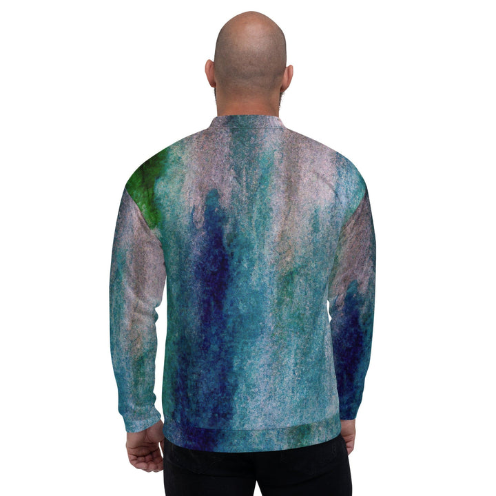 Mens Bomber Jacket Blue Hue Watercolor Abstract Print 2 - Mens | Jackets