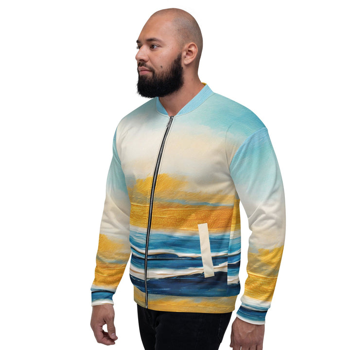 Mens Bomber Jacket Blue Ocean Golden Sunset Print 5 - Mens | Jackets | Bombers