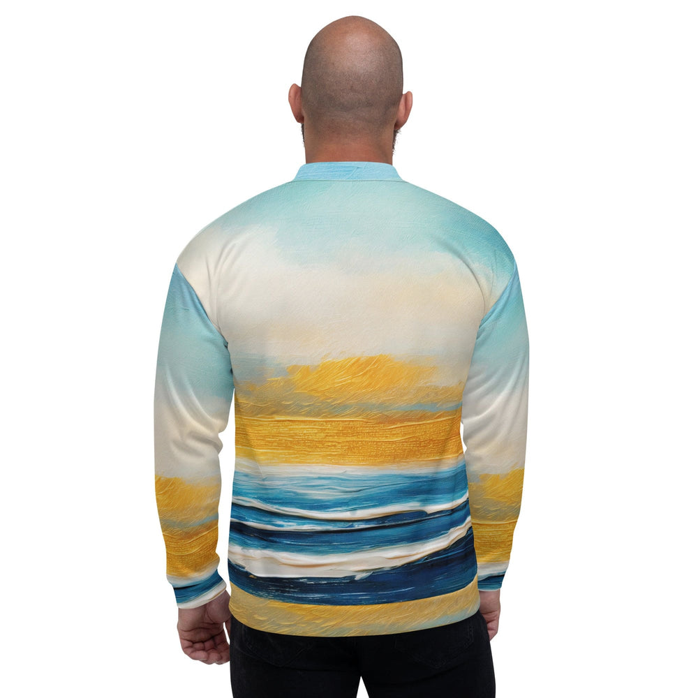 Mens Bomber Jacket Blue Ocean Golden Sunset Print 5 - Mens | Jackets | Bombers