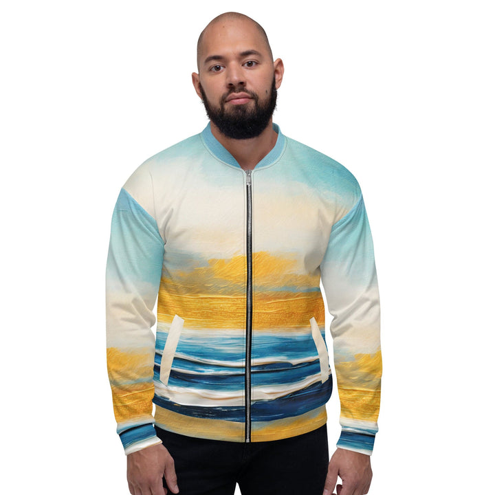 Mens Bomber Jacket Blue Ocean Golden Sunset Print 5 - Mens | Jackets | Bombers