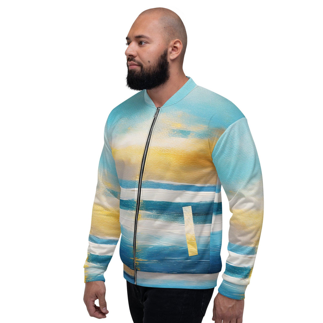 Mens Bomber Jacket Blue Ocean Golden Sunset Print 6 - Mens | Jackets | Bombers