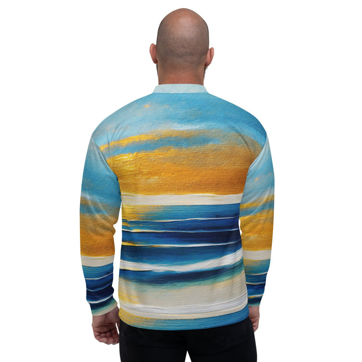 Mens Bomber Jacket Blue Ocean Golden Sunset Print - Mens | Jackets | Bombers