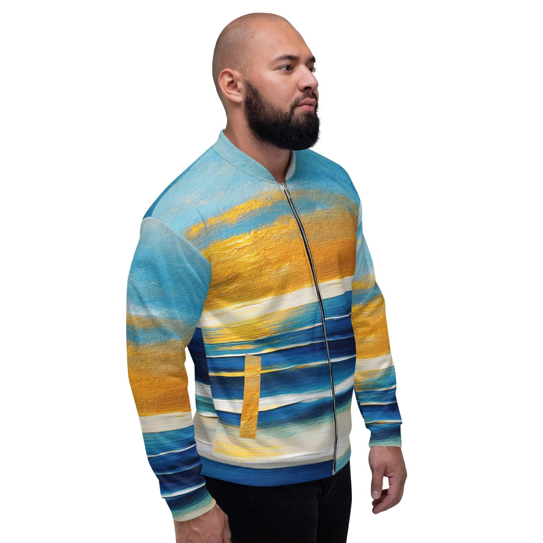 Mens Bomber Jacket Blue Ocean Golden Sunset Print - Mens | Jackets | Bombers