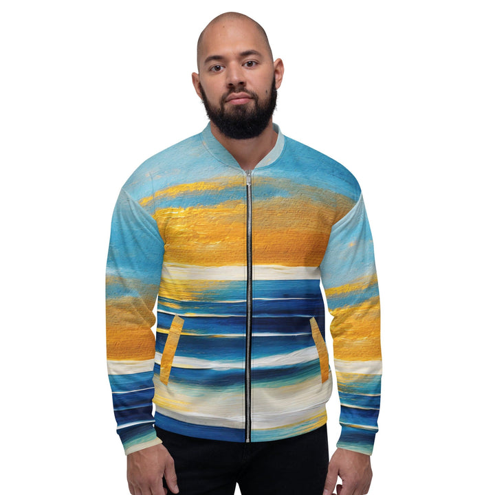 Mens Bomber Jacket Blue Ocean Golden Sunset Print - Mens | Jackets | Bombers