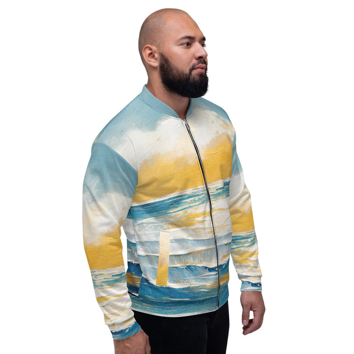 Mens Bomber Jacket Blue Ocean Golden Sunset Print 8 - Mens | Jackets | Bombers