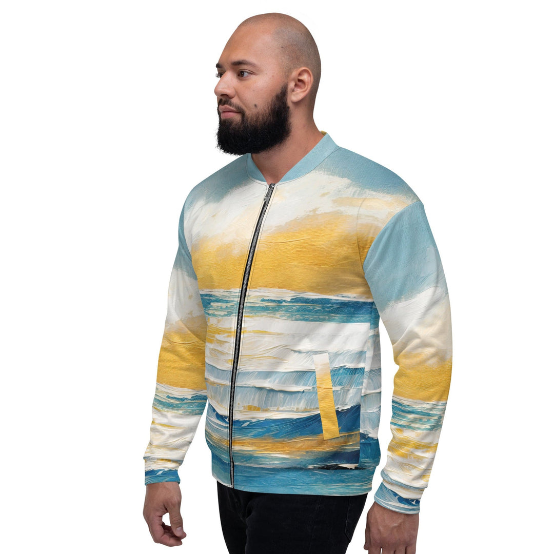 Mens Bomber Jacket Blue Ocean Golden Sunset Print 8 - Mens | Jackets | Bombers