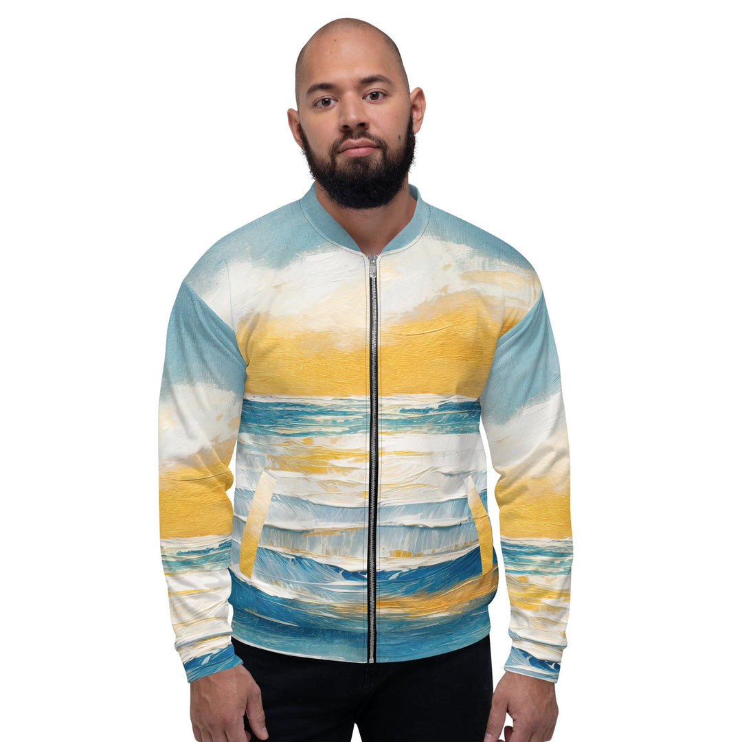 Mens Bomber Jacket Blue Ocean Golden Sunset Print 8 - Mens | Jackets | Bombers