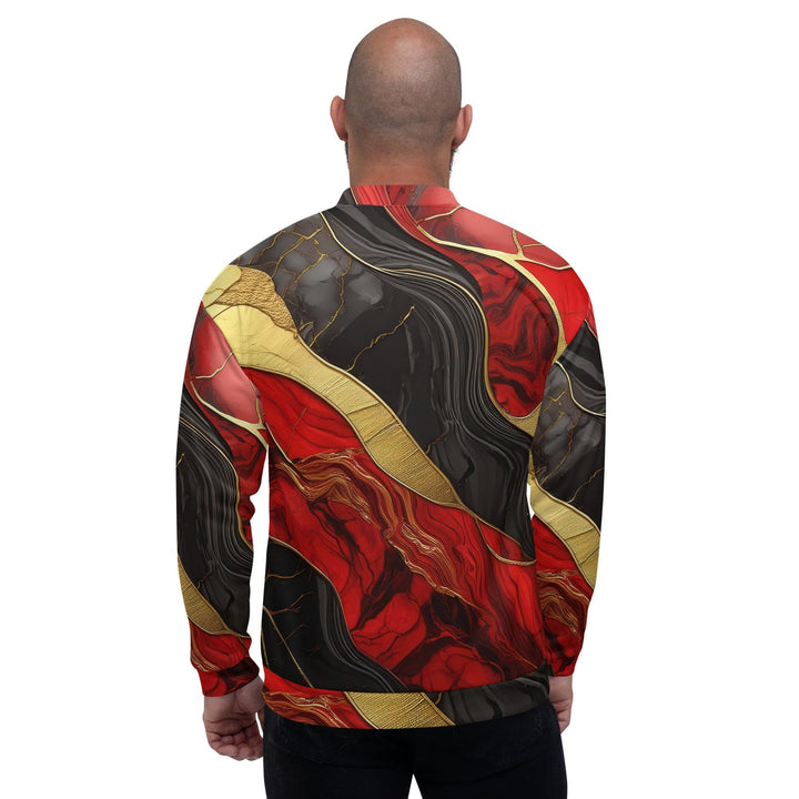 Mens Bomber Jacket Bold Red Gold Tones Print - Mens | Jackets | Bombers