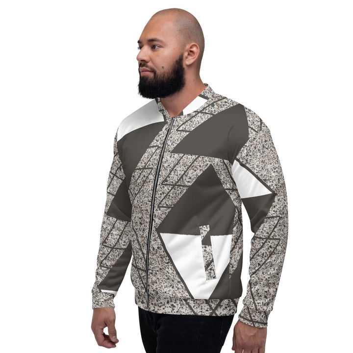Mens Bomber Jacket Brown And White Triangular Colorblock 2