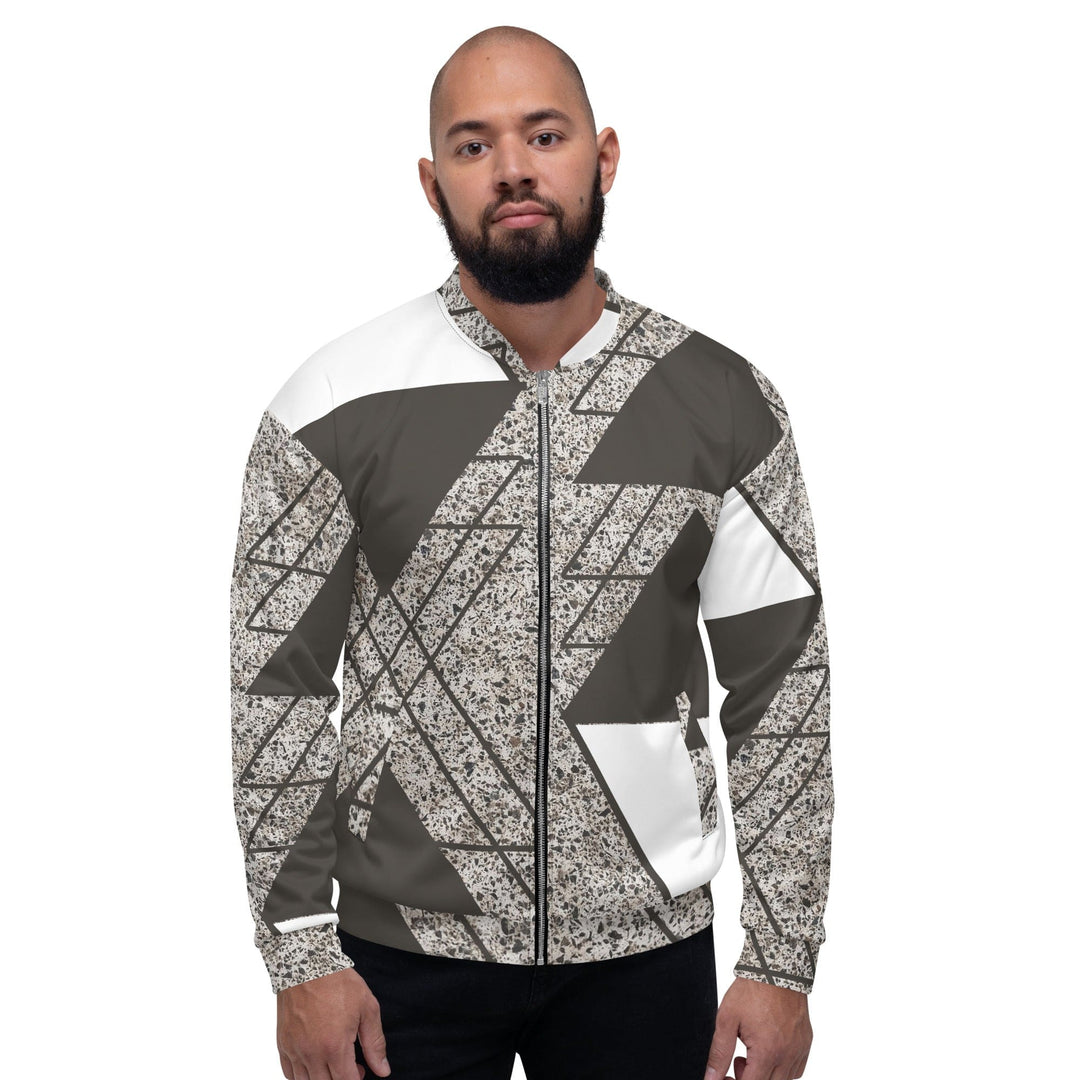 Mens Bomber Jacket Brown And White Triangular Colorblock 2