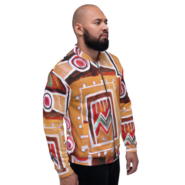 Mens Bomber Jacket Brown Orange Green Aztec Pattern 2 - Mens | Jackets | Bombers