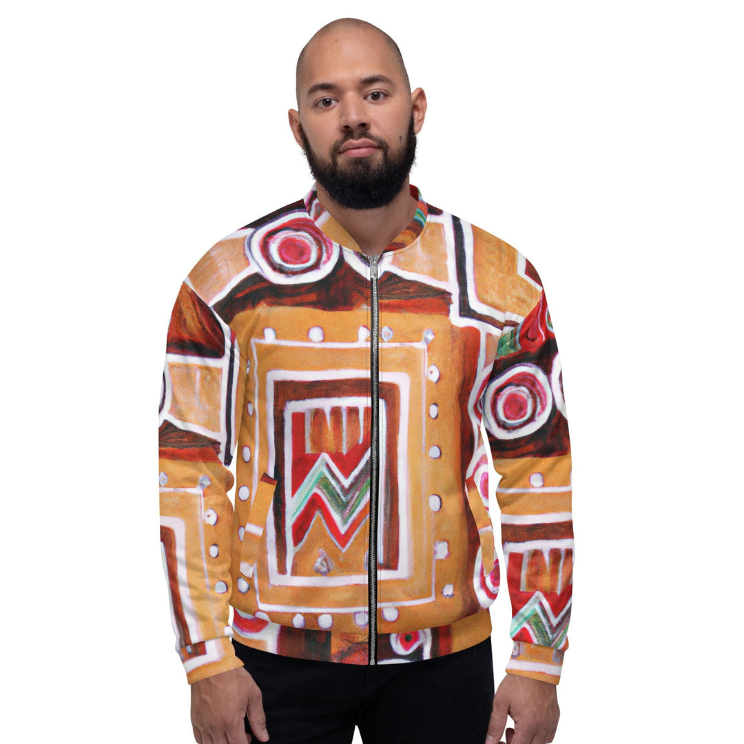 Mens Bomber Jacket Brown Orange Green Aztec Pattern 2 - Mens | Jackets | Bombers