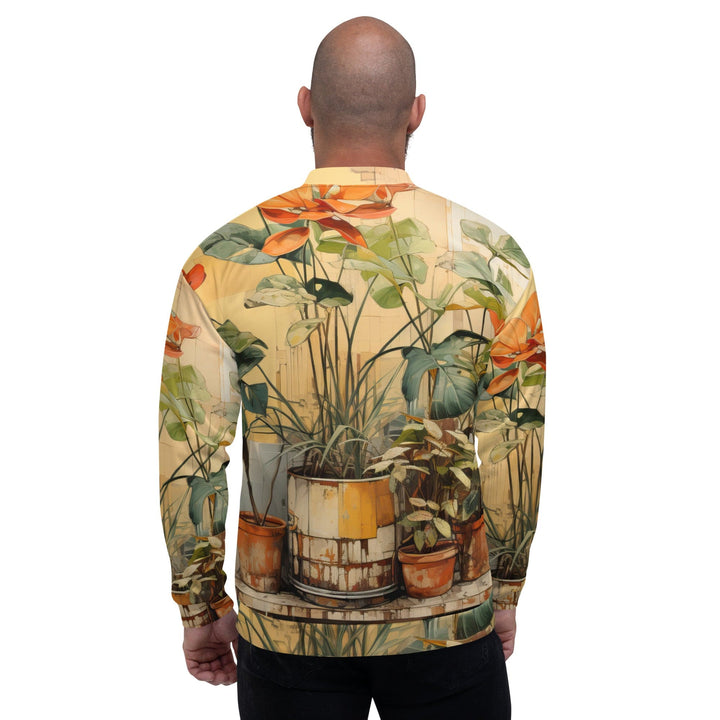 Mens Bomber Jacket Earthy Rustic Potted Plants Print 2 - Mens | Jackets