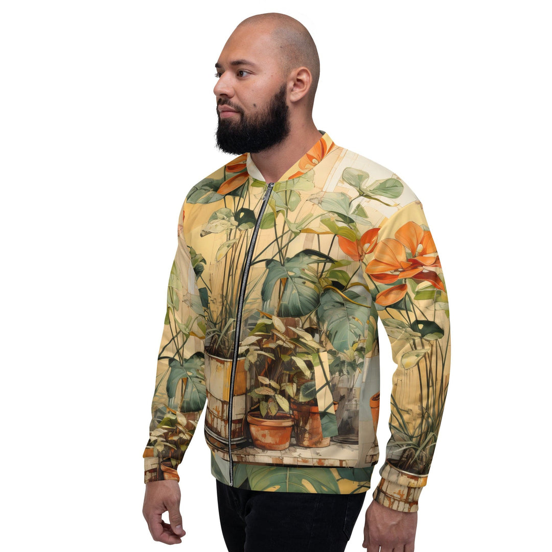 Mens Bomber Jacket Earthy Rustic Potted Plants Print 2 - Mens | Jackets