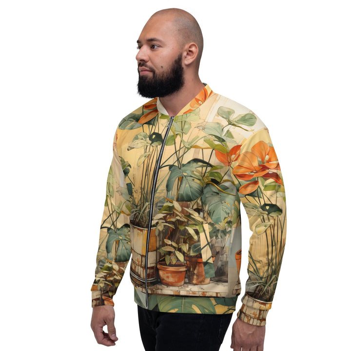 Mens Bomber Jacket Earthy Rustic Potted Plants Print 2 - Mens | Jackets