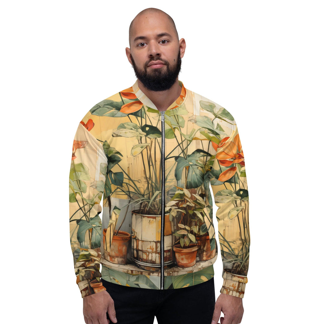 Mens Bomber Jacket Earthy Rustic Potted Plants Print 2 - Mens | Jackets