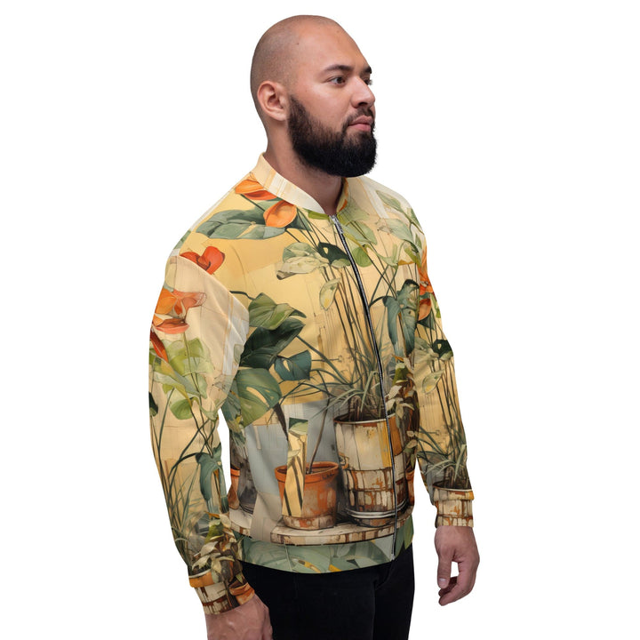 Mens Bomber Jacket Earthy Rustic Potted Plants Print 2 - Mens | Jackets