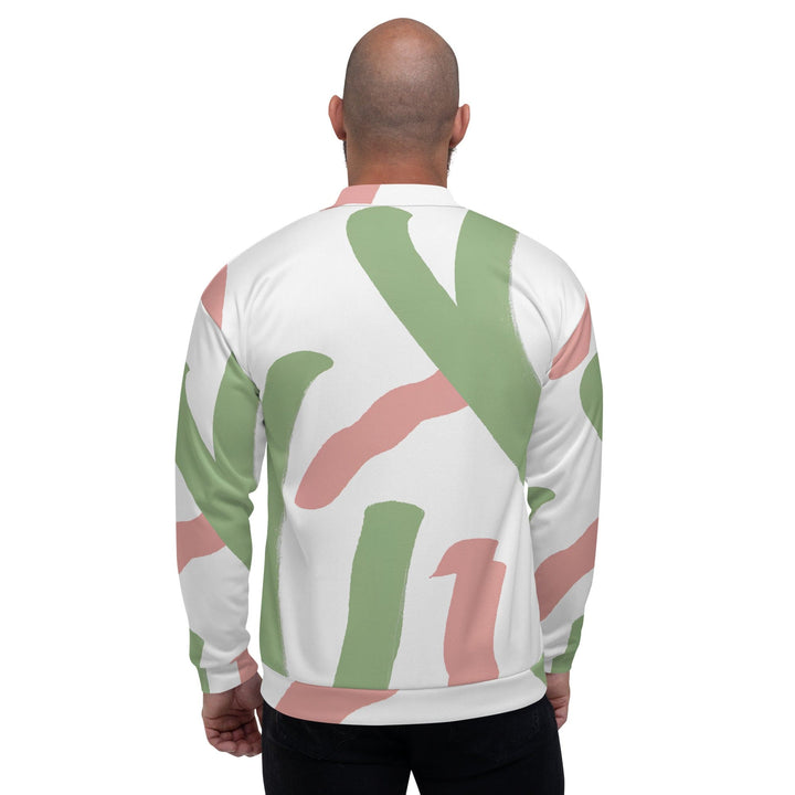 Mens Bomber Jacket Green Mauve Abstract Brush Stroke Pattern 2 - Mens | Jackets