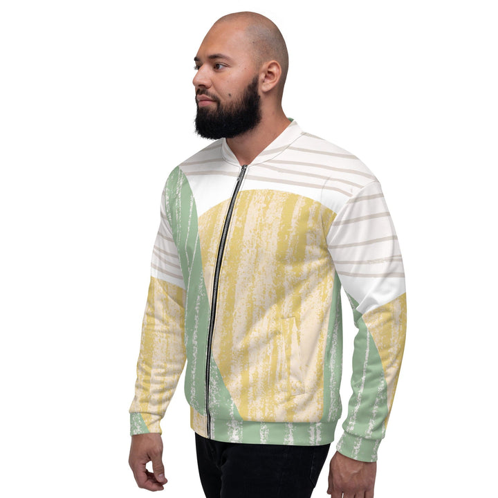 Mens Bomber Jacket Green Textured Boho Pattern 2 - Mens | Jackets | Bombers