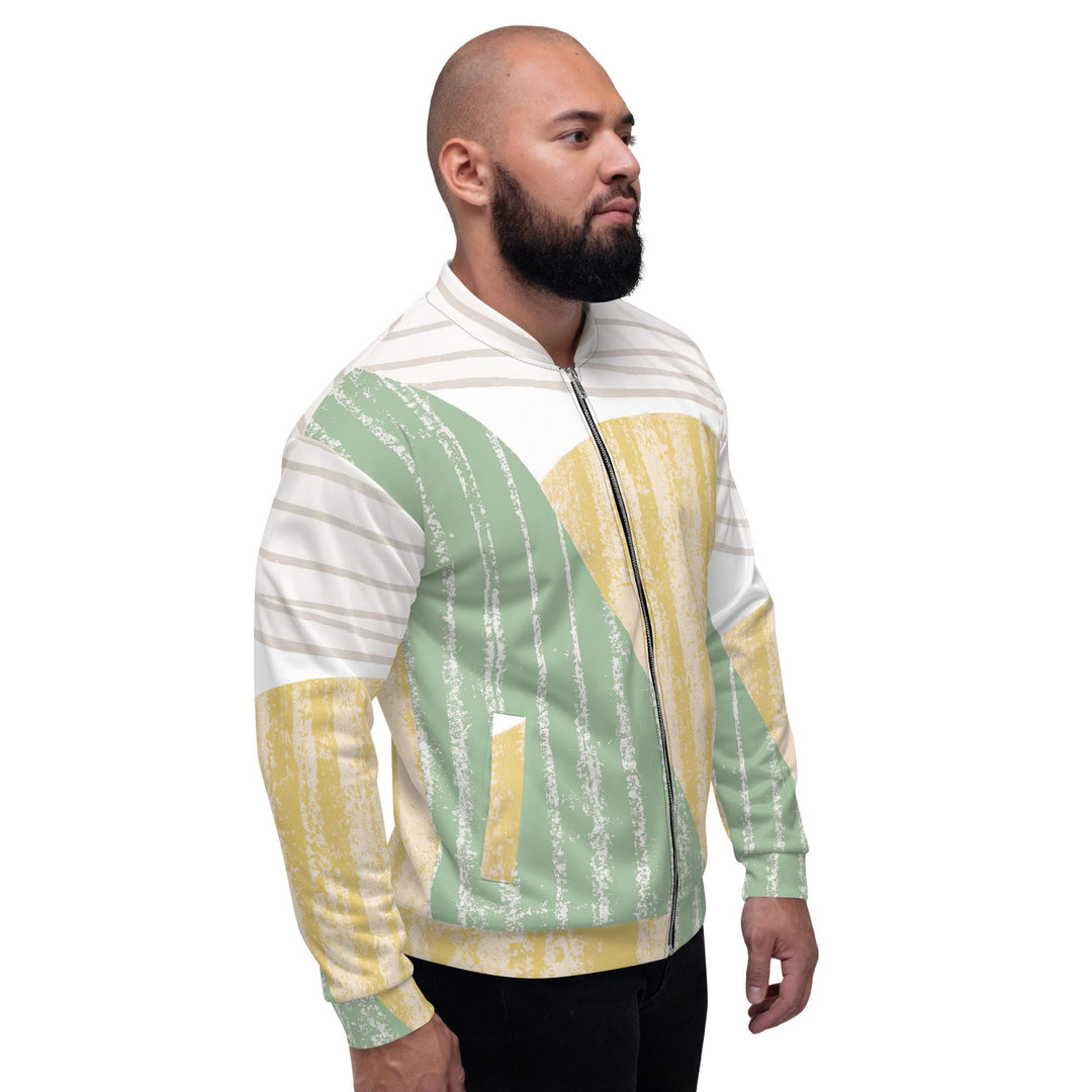 Mens Bomber Jacket Green Textured Boho Pattern 2 - Mens | Jackets | Bombers