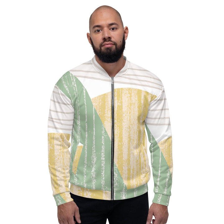 Mens Bomber Jacket Green Textured Boho Pattern 2 - Mens | Jackets | Bombers