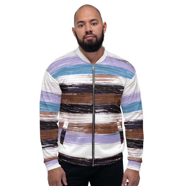 Mens Bomber Jacket Lavender Black Brown Rustic Pattern 2 - Mens | Jackets