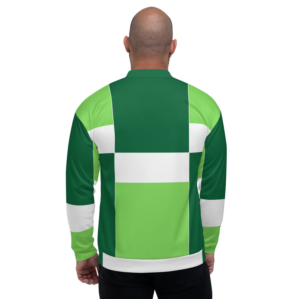 Mens Bomber Jacket Lime Forest Irish Green Colorblock 2