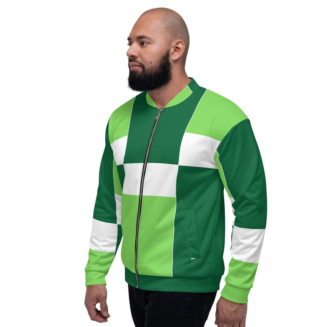 Mens Bomber Jacket Lime Forest Irish Green Colorblock 2