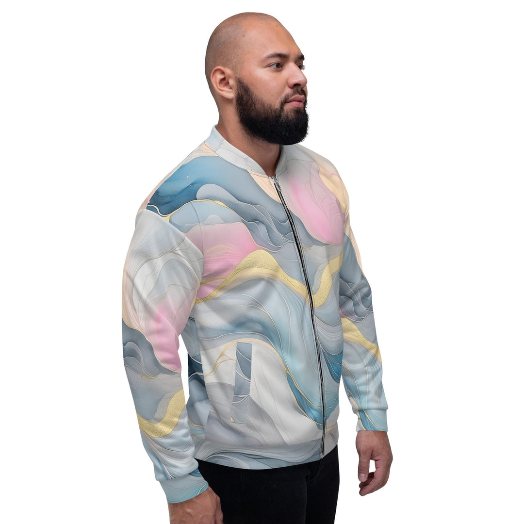 Mens Bomber Jacket Marble Cloud of Grey Pink Blue 72067 2 - Mens | Jackets