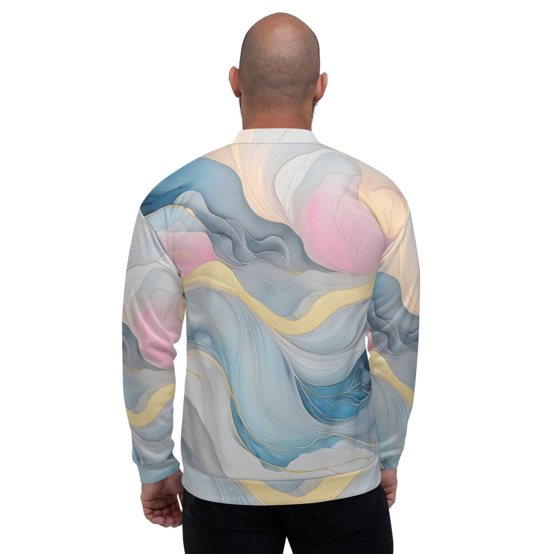 Mens Bomber Jacket Marble Cloud of Grey Pink Blue 72067 2 - Mens | Jackets