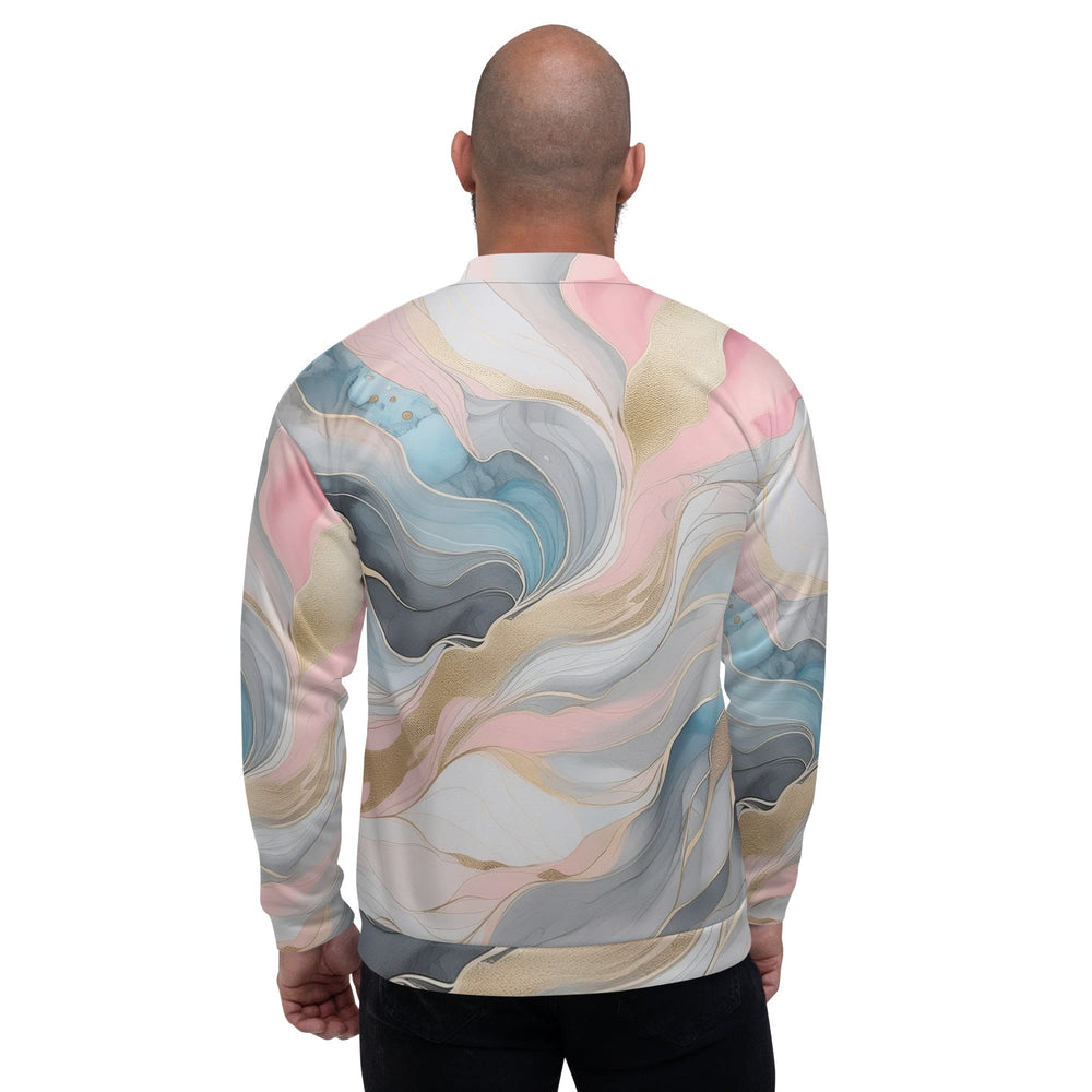 Mens Bomber Jacket Marble Cloud of Grey Pink Blue 82395 2