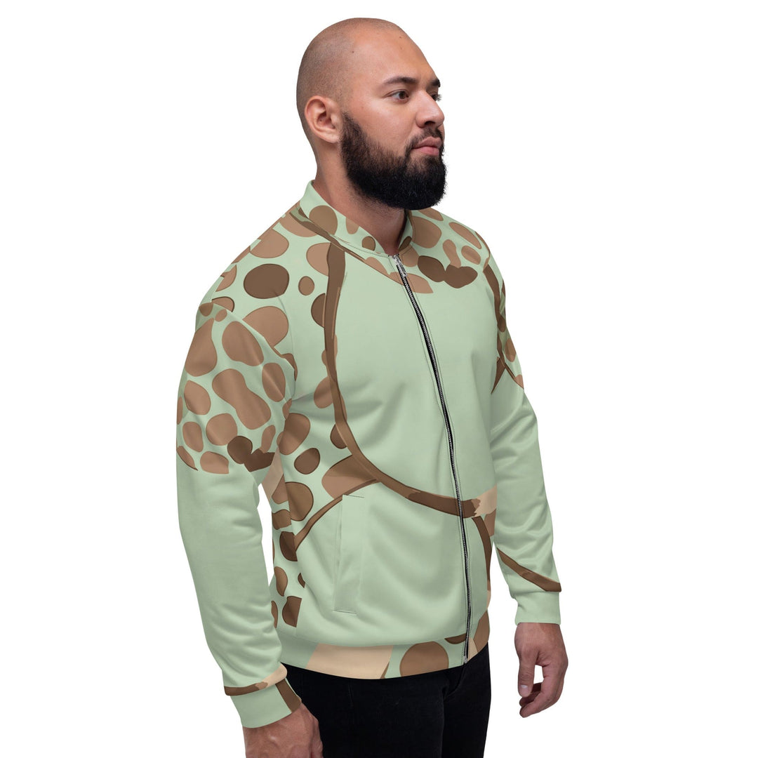 Mens Bomber Jacket Mint Green And Brown Spotted Illustration 2