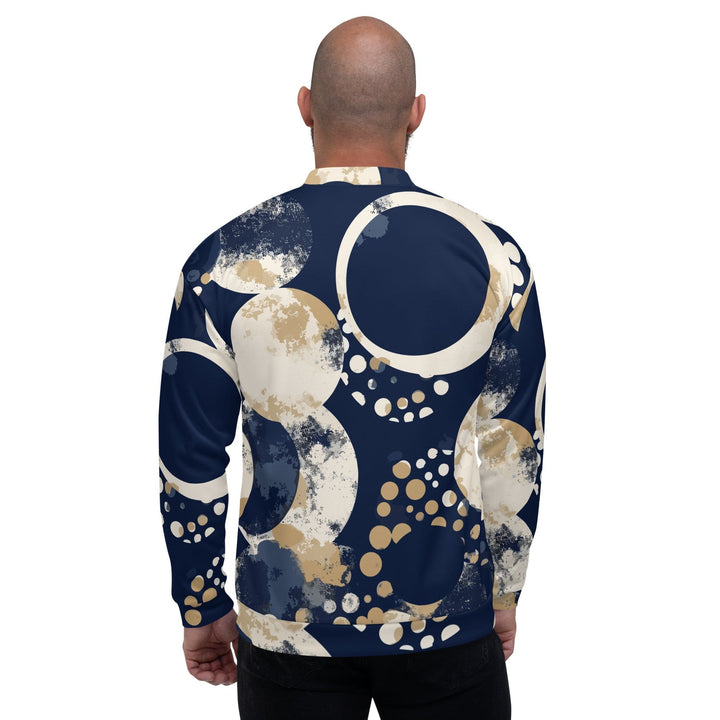 Mens Bomber Jacket Blue Beige Spotted Print - Mens | Jackets | Bombers