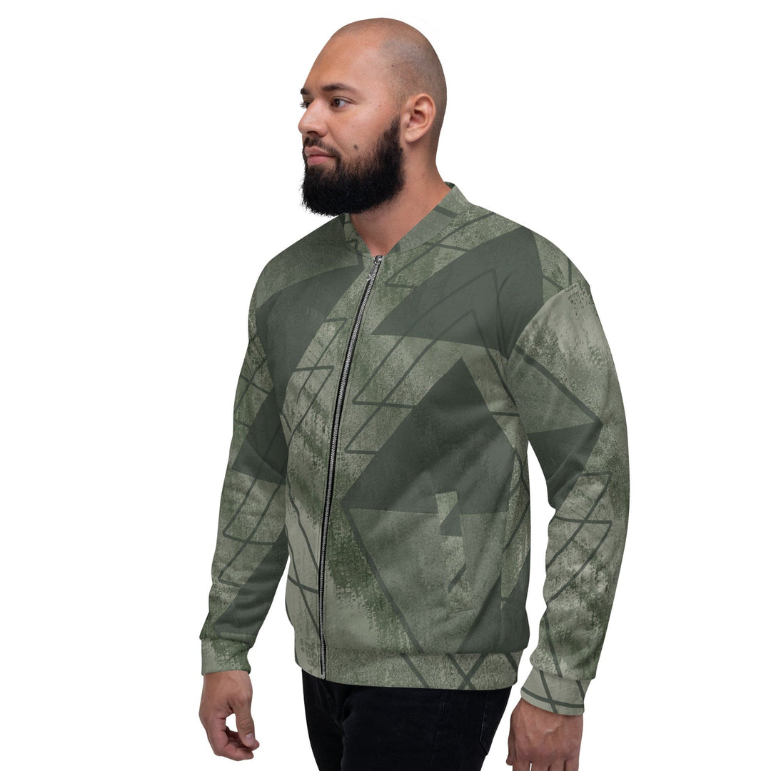 Mens Bomber Jacket Olive Green Triangular Colorblock 2 - Mens | Jackets