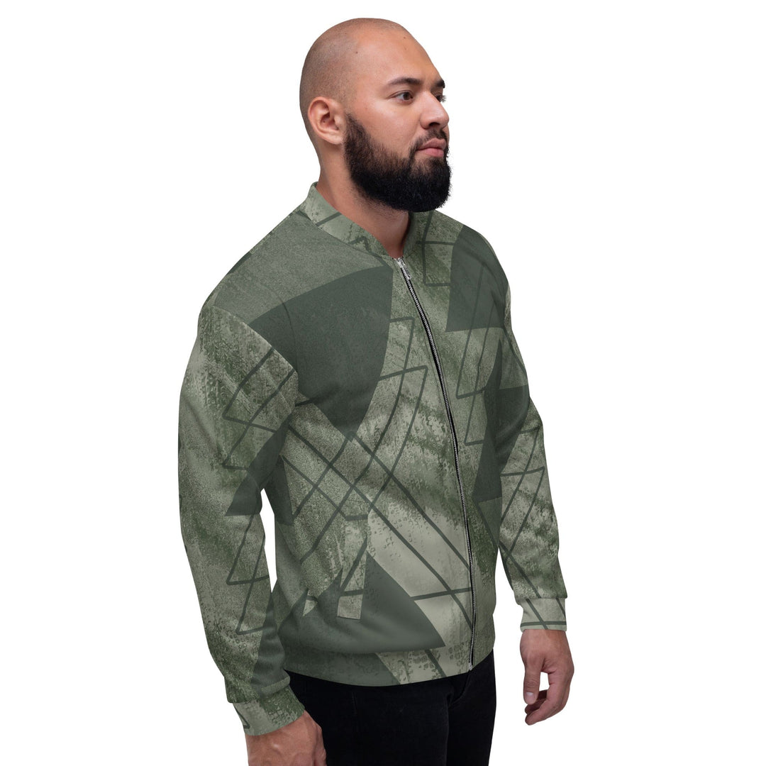 Mens Bomber Jacket Olive Green Triangular Colorblock 2 - Mens | Jackets