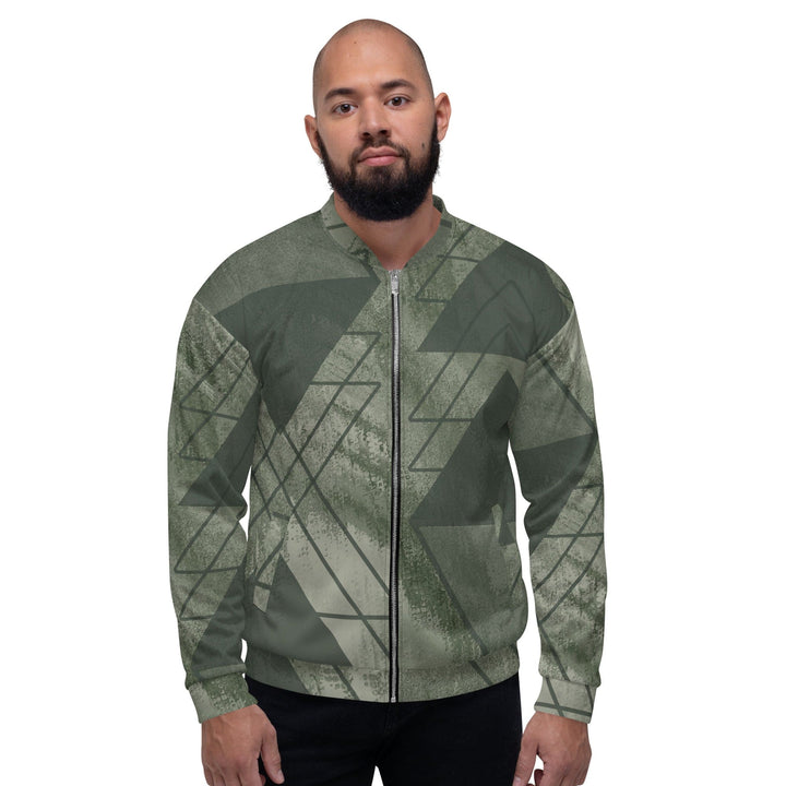 Mens Bomber Jacket Olive Green Triangular Colorblock 2 - Mens | Jackets