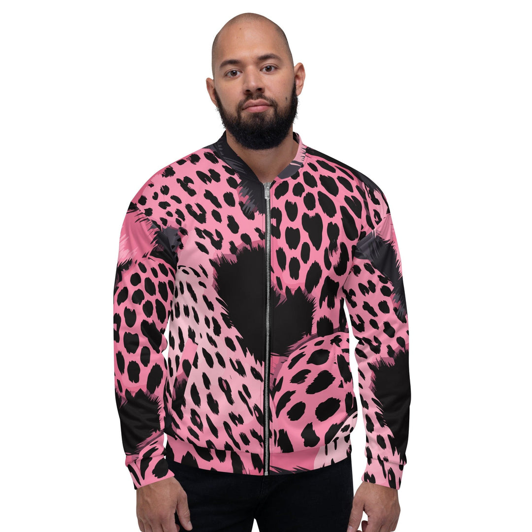 Mens Bomber Jacket Pink Black Spotted Print - Mens | Jackets | Bombers