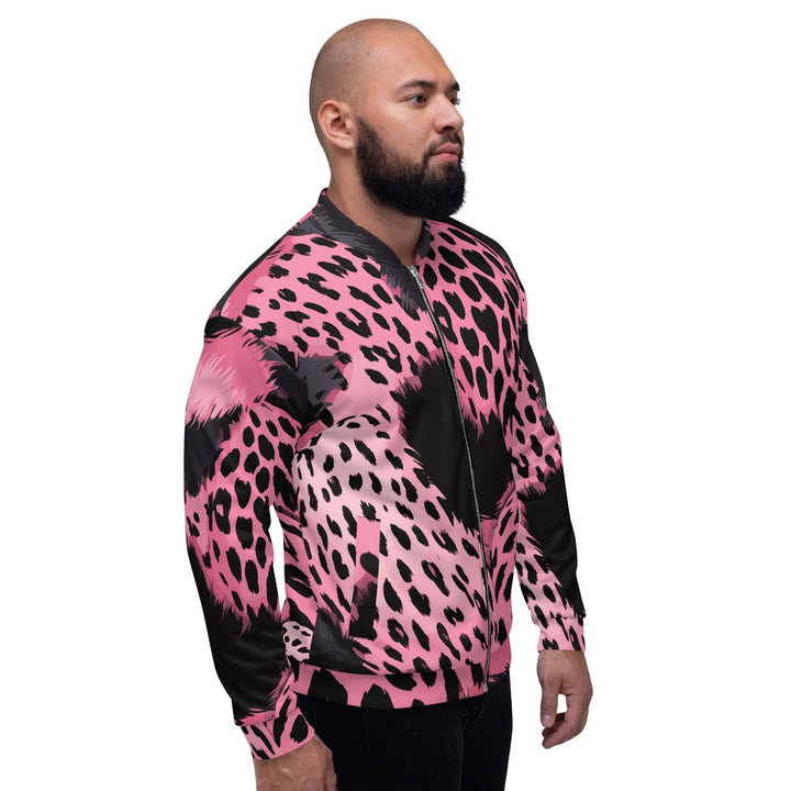 Mens Bomber Jacket Pink Black Spotted Print - Mens | Jackets | Bombers