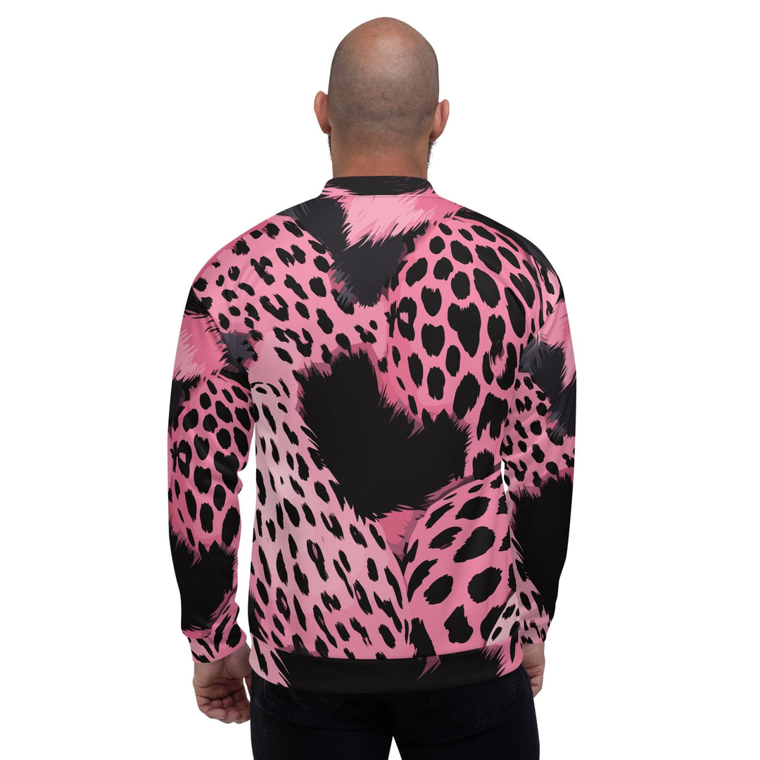 Mens Bomber Jacket Pink Black Spotted Print - Mens | Jackets | Bombers