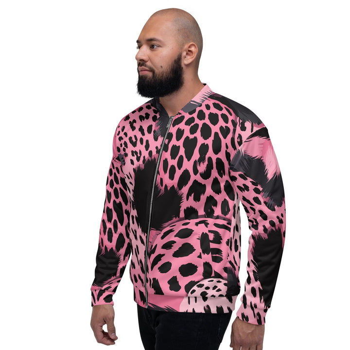 Mens Bomber Jacket Pink Black Spotted Print - Mens | Jackets | Bombers