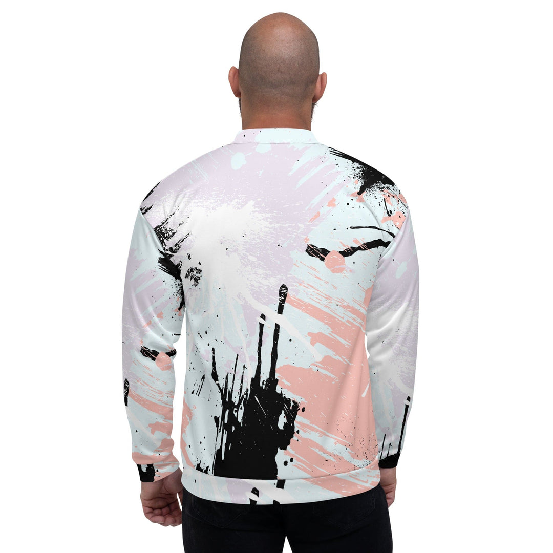 Mens Bomber Jacket Pink Black Abstract Print - Mens | Jackets | Bombers