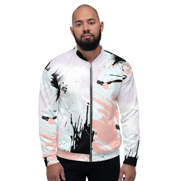 Mens Bomber Jacket Pink Black Abstract Print - Mens | Jackets | Bombers