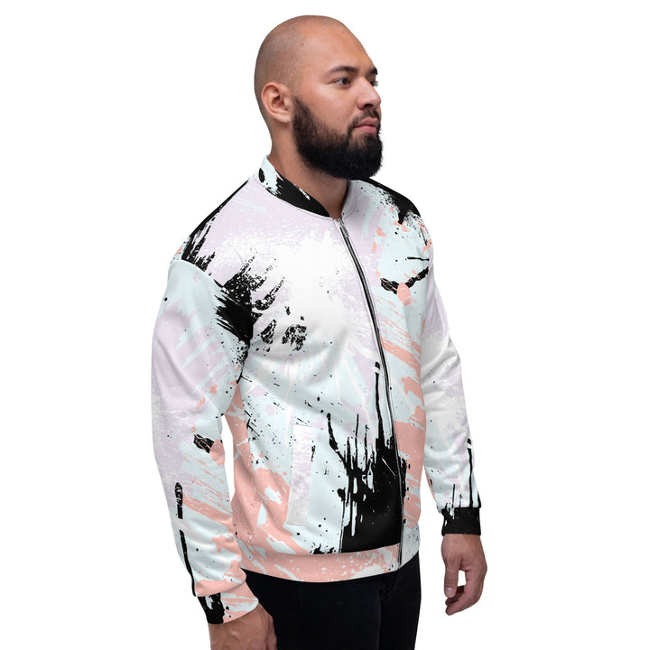 Mens Bomber Jacket Pink Black Abstract Print - Mens | Jackets | Bombers