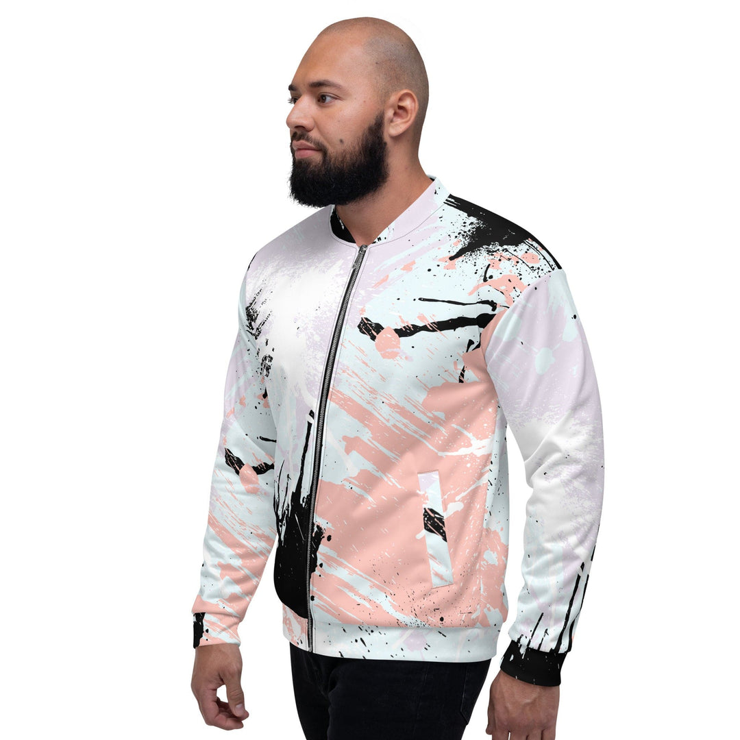 Mens Bomber Jacket Pink Black Abstract Print - Mens | Jackets | Bombers