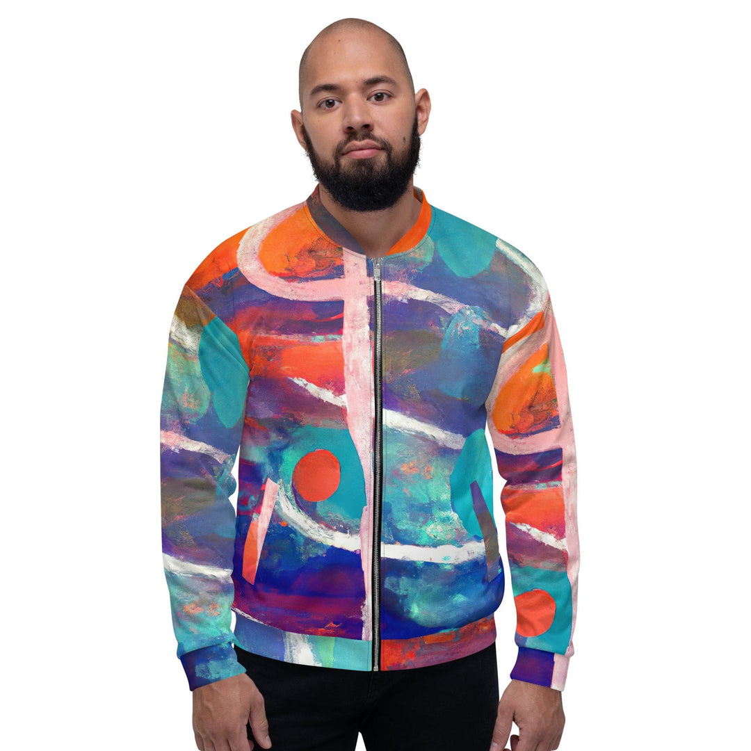 Mens Bomber Jacket Red Blue Multicolor Abstract Print - Mens | Jackets | Bombers