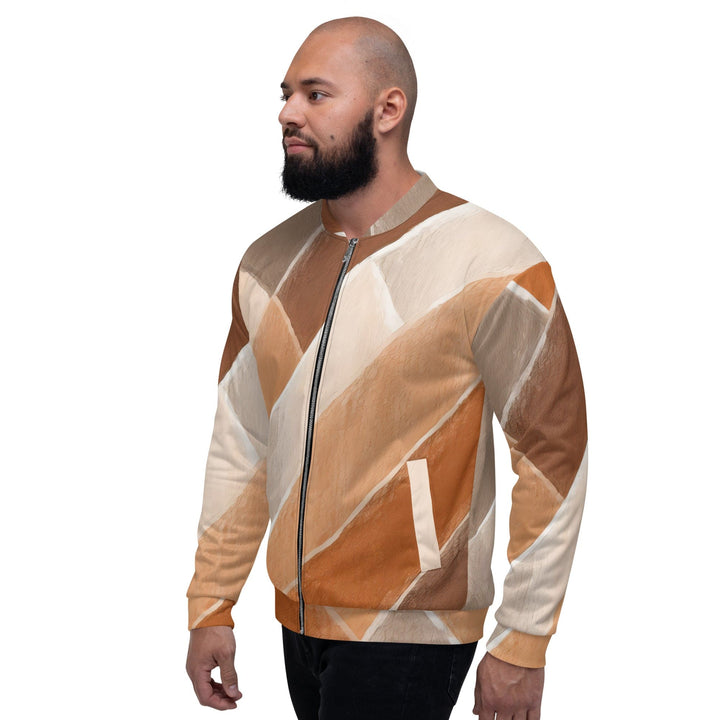 Mens Bomber Jacket Brown Rustic Watercolors Print - Mens | Jackets | Bombers