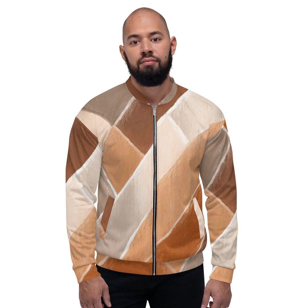 Mens Bomber Jacket Brown Rustic Watercolors Print - Mens | Jackets | Bombers