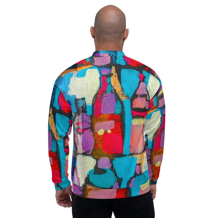 Mens Bomber Jacket Sutileza Red Multicolor Abstract Print - Mens | Jackets